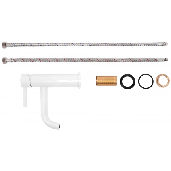 Смеситель для раковины (умывальника) REA LUNGO WHITE белый низкий