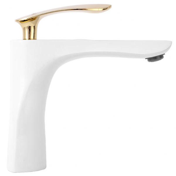 Змішувач для раковини REA ORBIT WHITE GOLD білий/золото низький