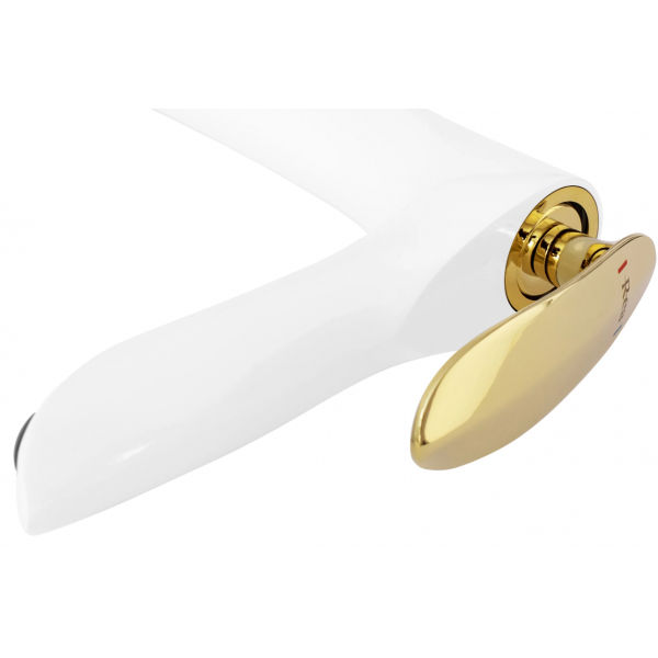 Змішувач для раковини REA ORBIT WHITE GOLD білий/золото низький
