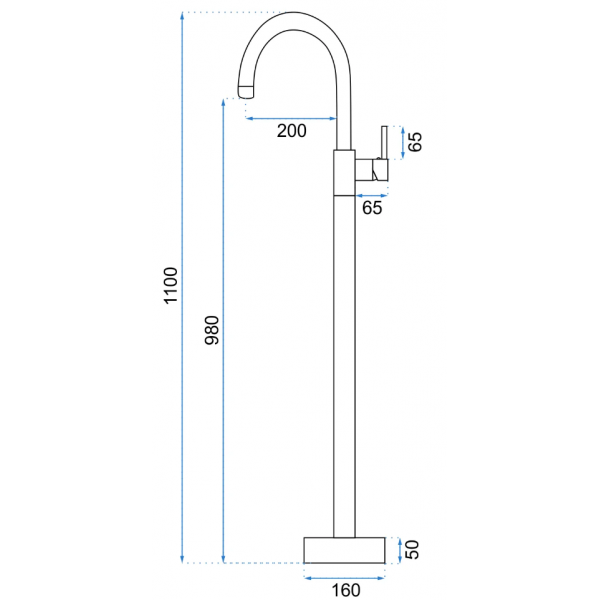 Змішувач для раковини REA ORTIS чорний підлоговий