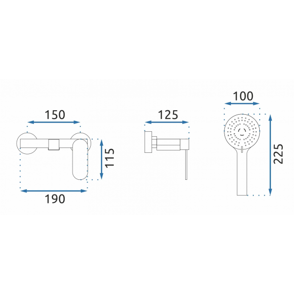 Змішувач для ванни REA BERG GOLD золотий настінний