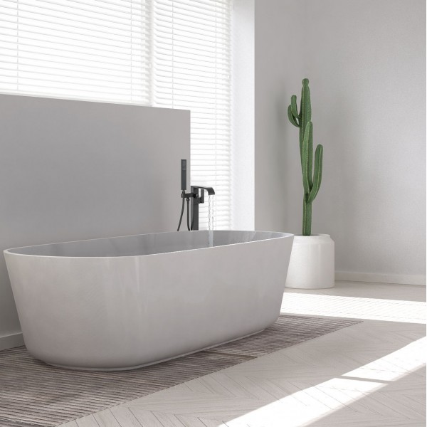 Змішувач для ванни REA CARAT BLACK MATT чорний підлоговий