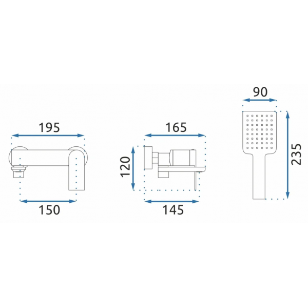 Змішувач для ванни REA STORM CHROME настінний хром з виливом