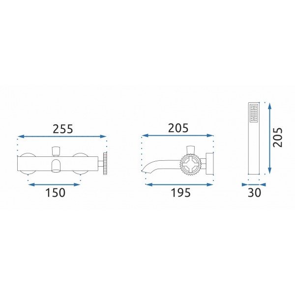 Змішувач для ванни та душу REA VERTIGO BLACK MAT чорний настінний