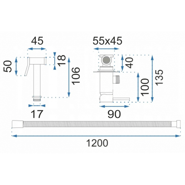 Набор гигиенического душа REA FENIX CHROM хром