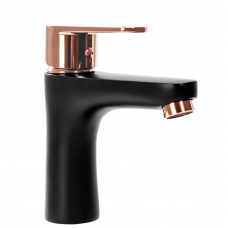 Смеситель для умывальника (раковины) REA MILD BLACK ROSE GOLD низкий