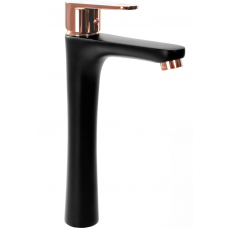 Смеситель для умывальника (раковины) REA MILD BLACK ROSE GOLD высокий