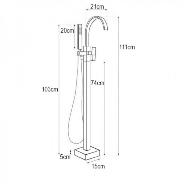 Смеситель для ванны Yoka ENZO BLACK черный напольный