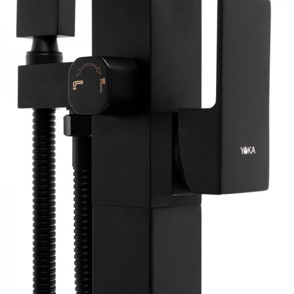 Смеситель для ванны Yoka ENZO BLACK черный напольный