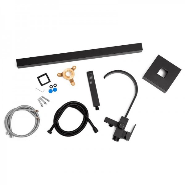 Смеситель для ванны Yoka ENZO BLACK черный напольный