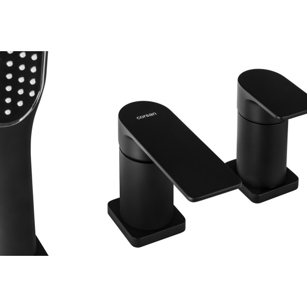 Змішувач для ванни Corsan TRINO BLACK MATT чорний на борт ванни