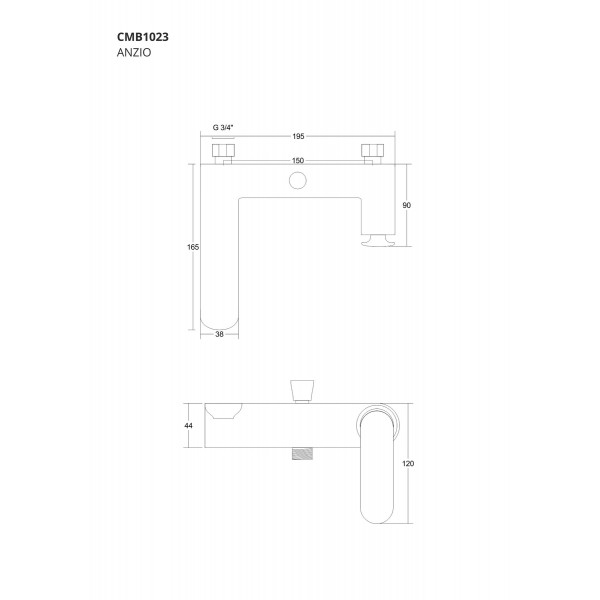Змішувач для ванни Corsan ANZIO CHROME з виливом