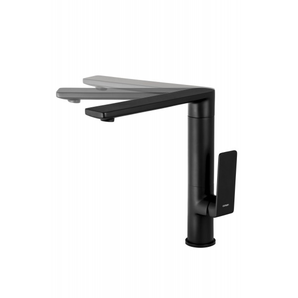 Змішувач для кухні Corsan TRINO BLACK MATT чорний з рухомим носиком