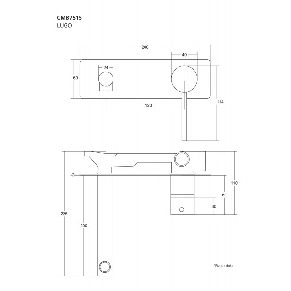 Змішувач для раковини прихованого монтажу Corsan LUGO GOLD