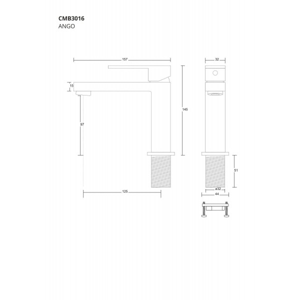 Змішувач для раковини Corsan ANGO BLACK MATT чорний низький