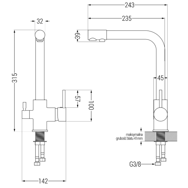 Змішувач для кухні MEXEN DUERO INOX на дві води