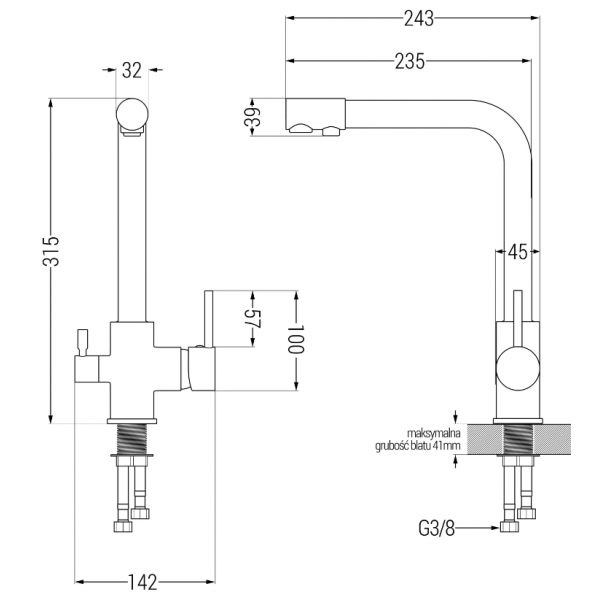 Смеситель для кухни MEXEN DUERO BLACK пятнистый на две воды