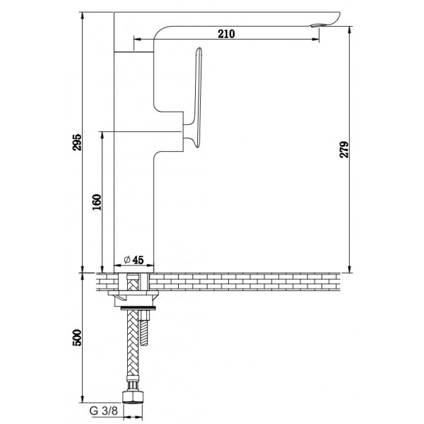 Змішувач для раковини KOHLMAN EXPERIENCE LONG BLACK MATT високий