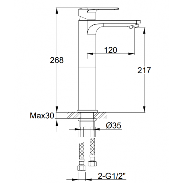 Смеситель для раковины (умывальника) KOHLMAN TEXEN CHROME высокий