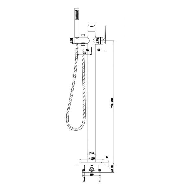 Змішувач для ванни KOHLMAN EXPERIENCE BRUSHED GOLD для підлоги