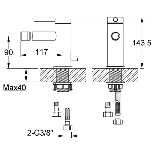 Змішувач для біде KOHLMAN AXEL CHROME