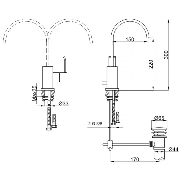 Смеситель для раковины (умывальника) KOHLMAN AXIS CHROME