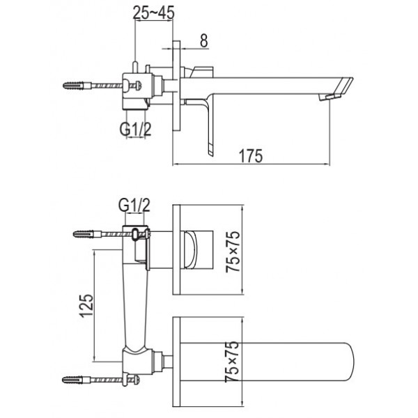 Смеситель для раковины (умывальника) KOHLMAN FOXAL CHROME + BOX скрытого монтажа