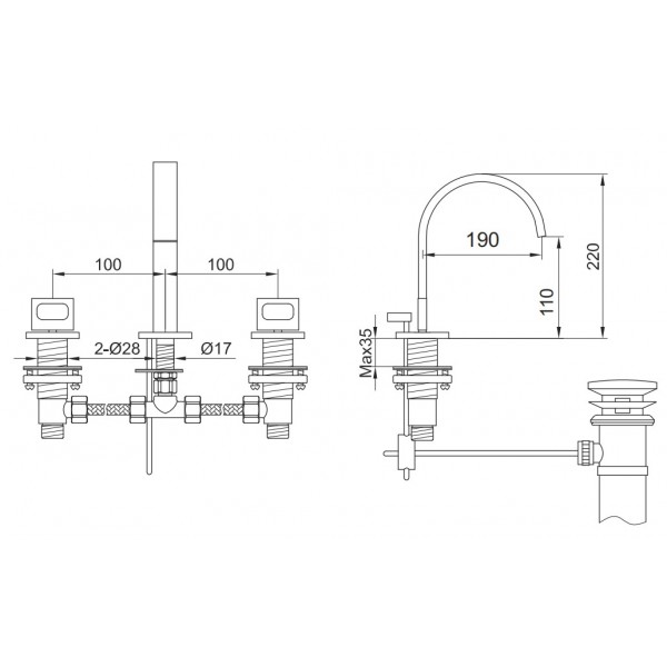 Смеситель для раковины (умывальника) KOHLMAN NEXEN-S CHROME