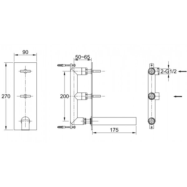 Змішувач для раковини KOHLMAN NEXEN-S CHROME + BOX прихованого монтажу
