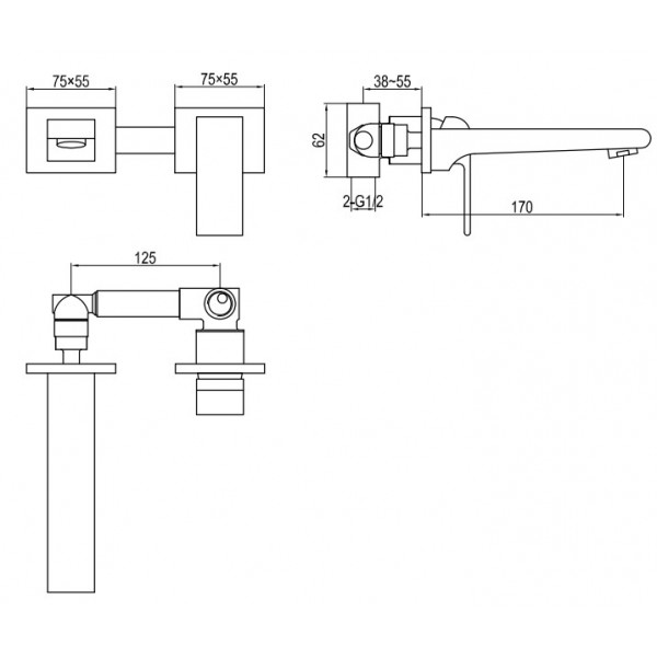 Змішувач для раковини KOHLMAN SAXO CHROME + BOX прихованого монтажу