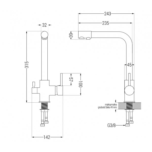 Змішувач для кухні MEXEN DUERO WHITE білий, на дві води