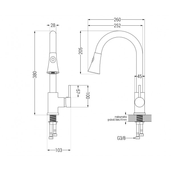 Смеситель для кухни MEXEN ELIA GOLD золотой