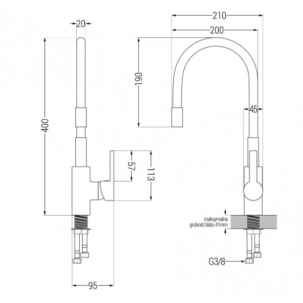 Смеситель для кухни MEXEN FLEX BLACK черный
