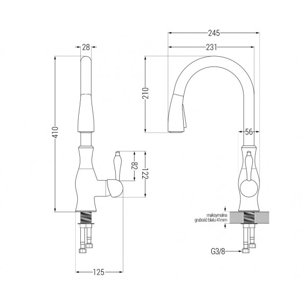Смеситель для кухни MEXEN SAVITA BLACK пятнистый черный