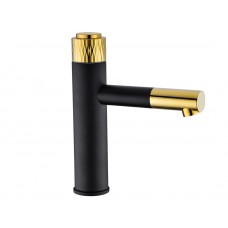Смеситель для раковины MEXEN DIAMOND BLACK GOLD черный/золото низкий