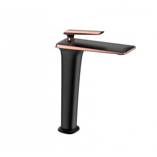 Змішувач для раковини MEXEN PURUS BLACK ROSE GOLD чорний/рожеве золото, високий