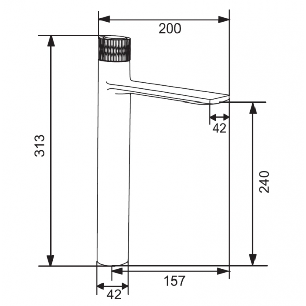 Смеситель для раковины MEXEN ZERO+ BLACK черный, высокий
