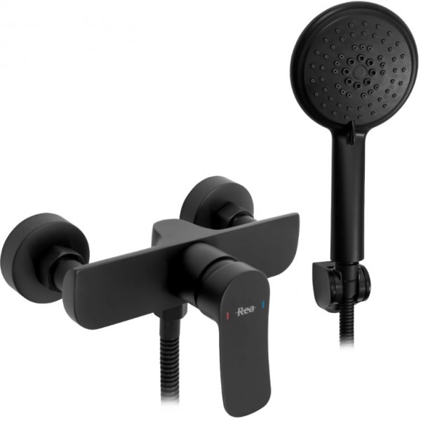 Смеситель для ванны и душа REA DART BLACK черный настенный