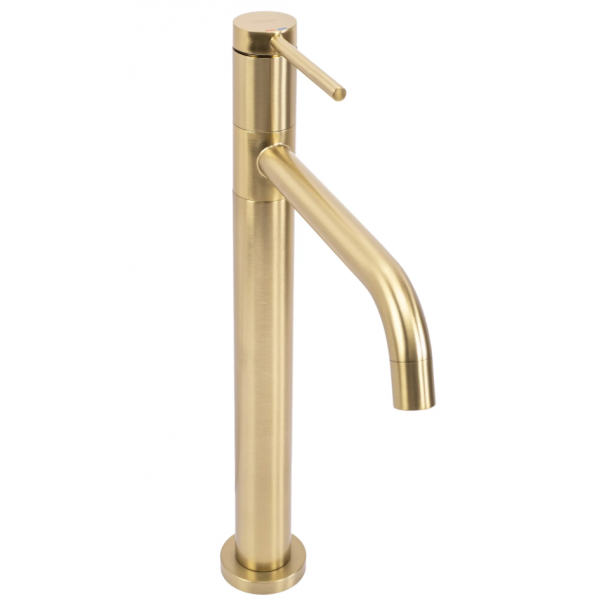 Смеситель для раковины (умывальника) REA LUGANO SLIM BRUSHED GOLD золотой матовый высокий