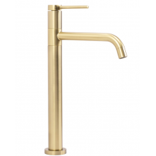 Смеситель для раковины (умывальника) REA LUGANO SLIM BRUSHED GOLD золотой матовый высокий