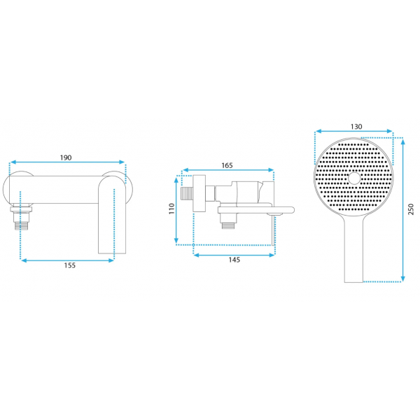 Смеситель для ванны и душа REA VENETA GOLD золотой настенный с изливом