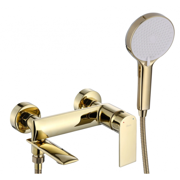 Смеситель для ванны и душа REA VENETA GOLD золотой настенный с изливом