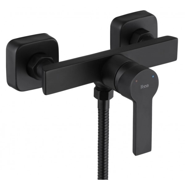 Змішувач для ванни та душу REA ARGUS BLACK MATT чорний настінний без виливу