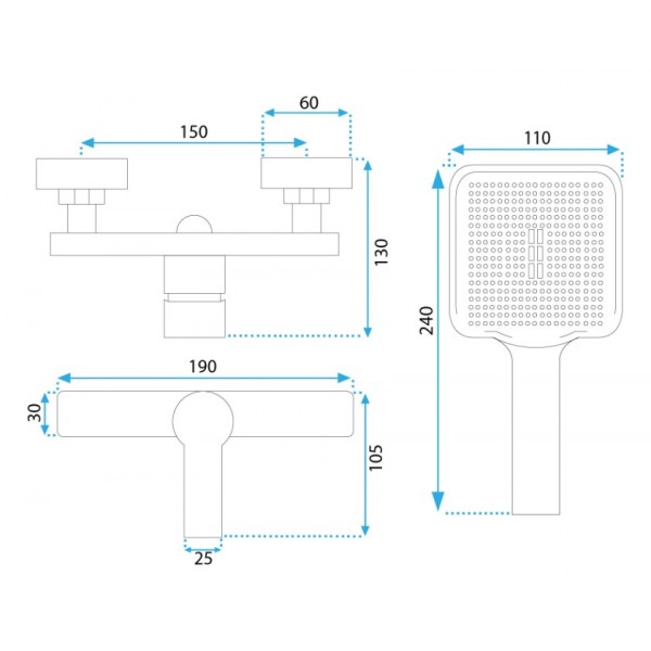 Змішувач для ванни та душу REA ARGUS BLACK MATT чорний настінний без виливу