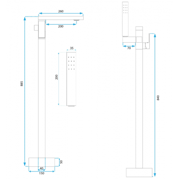 Змішувач для ванни REA TERY CHROME хром підлоговий