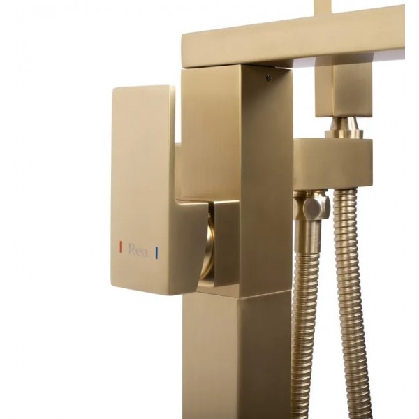 Змішувач для ванни REA TERY BRUSHED GOLD матове золото підлоговий