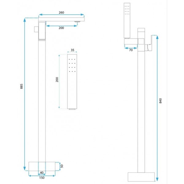 Змішувач для ванни REA TERY GOLD золотий підлоговий