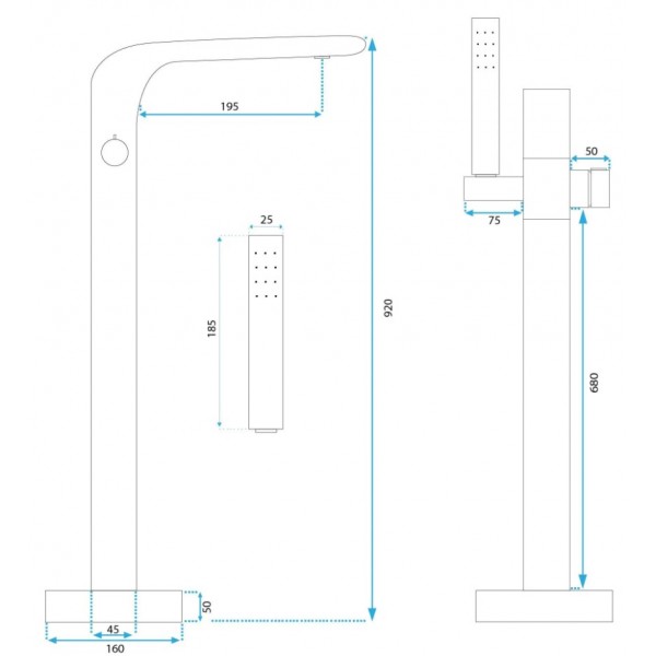 Змішувач для ванни REA CLARK GOLD золотий підлоговий