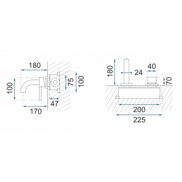 Змішувач для раковини REA OWEN CHROME + BOX прихованого монтажу