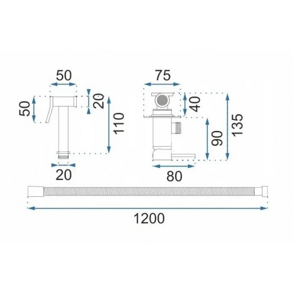 Набор гигиенического душа REA LOOP BLACK GLOSSY черный